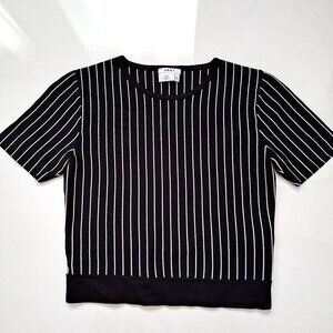 DKNY Black and White Striped Top